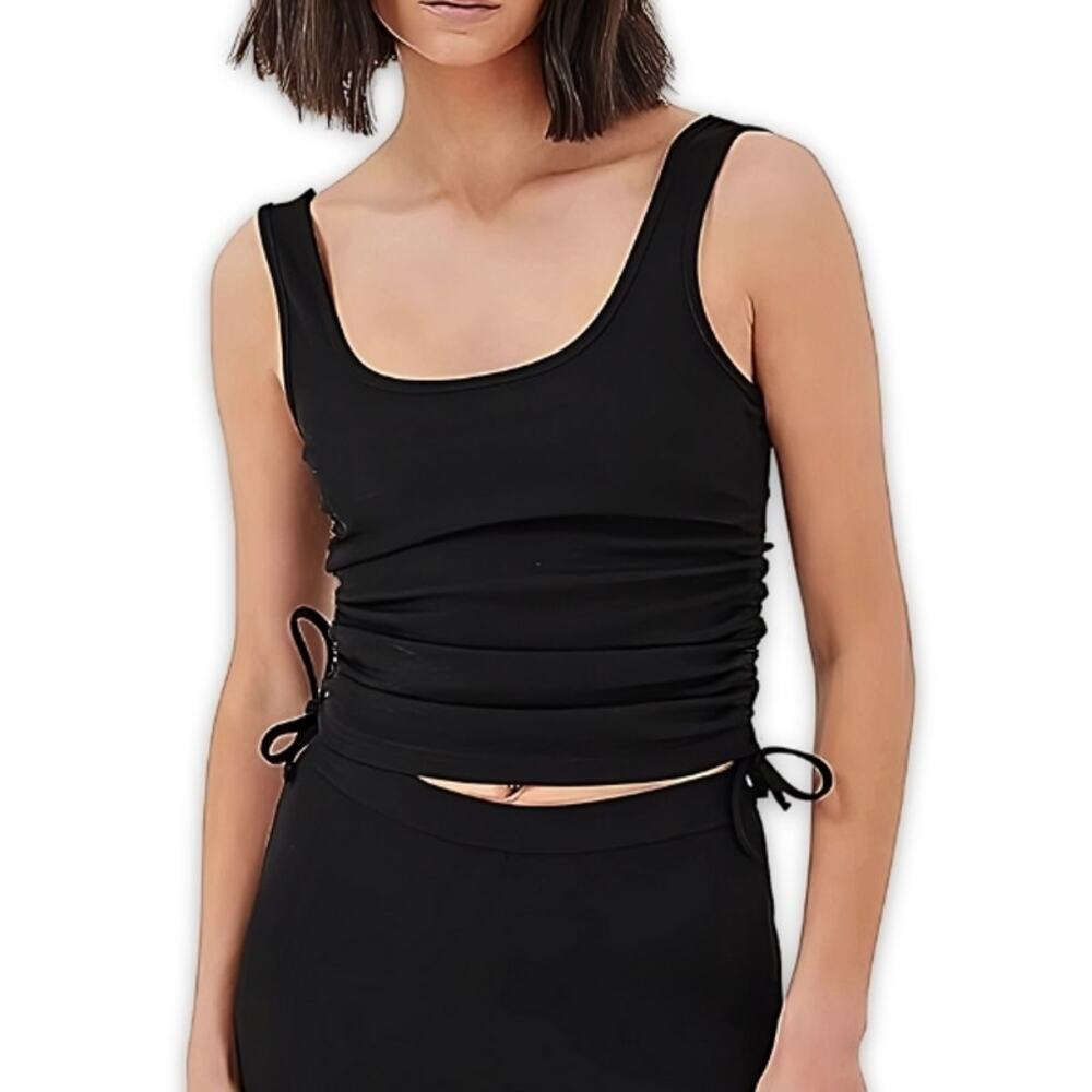 4th & Reckless Annoushka Tank Top Ruched Side Scoop Neckline Soft Black W L NWOT